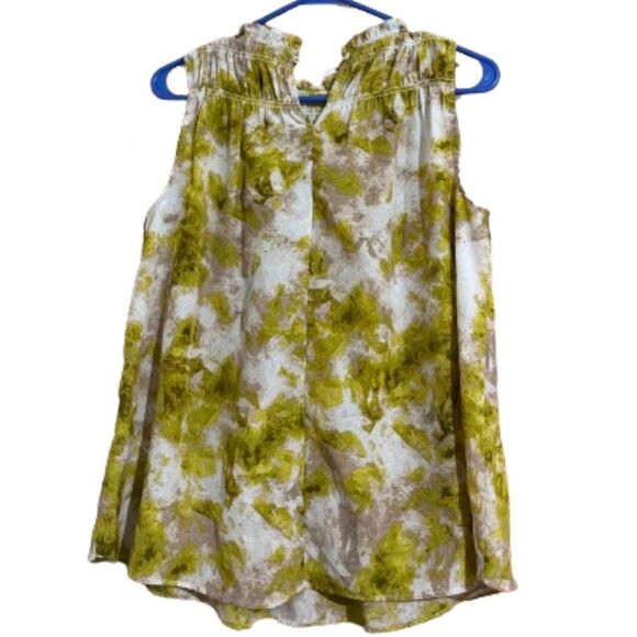 Joie Women’s Green Porcelain Smocked Neck Abstract Print Shmmer Top Sz-XS/S - Picture 8 of 9